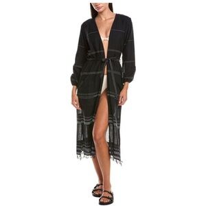 Lemlem Black & silver Sheer Cover-Up with Tie Waist